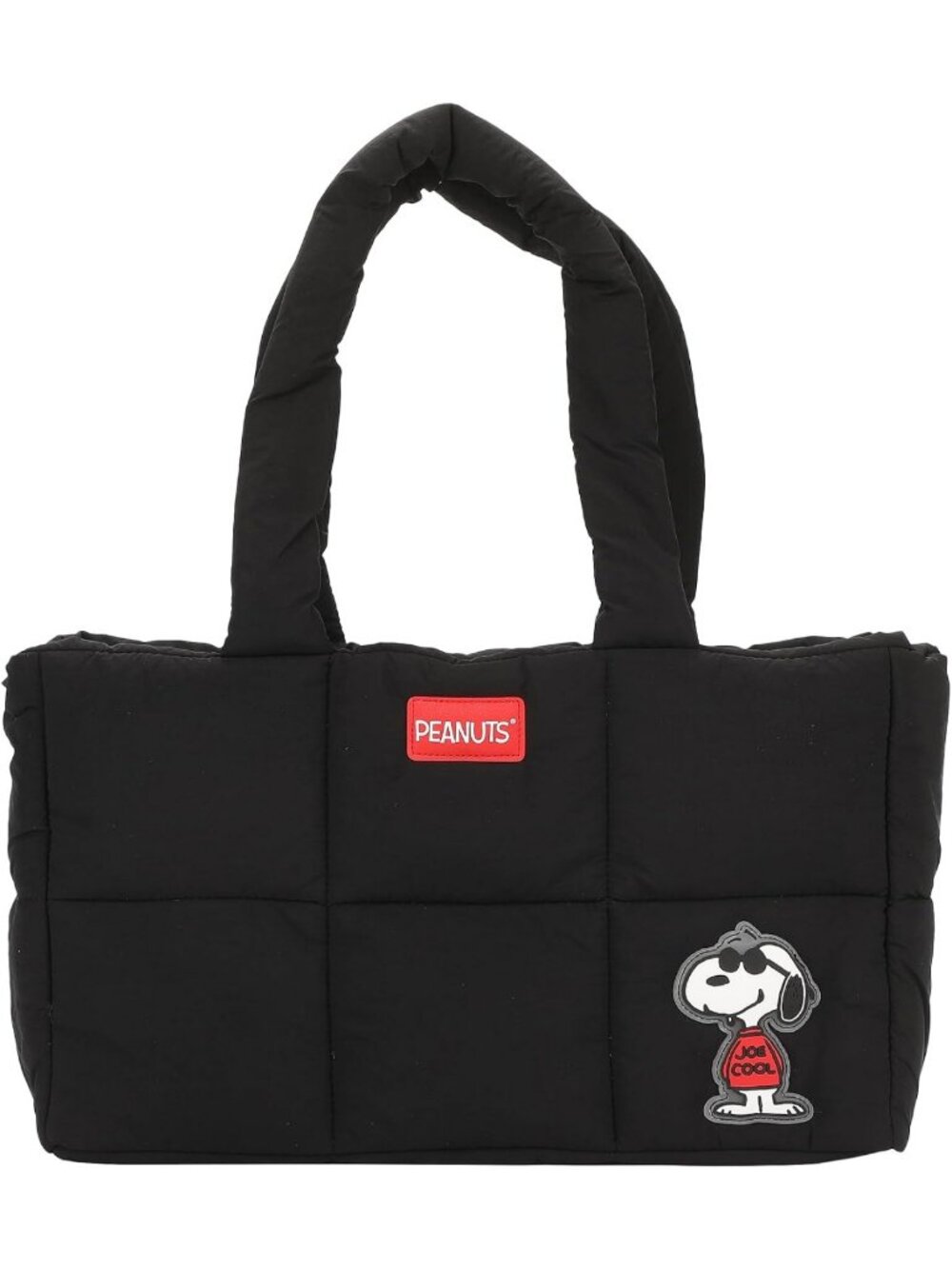Stylish Puffer Tote Bag with Rubber Accent & PU Badge - Perfect for Everyday Use